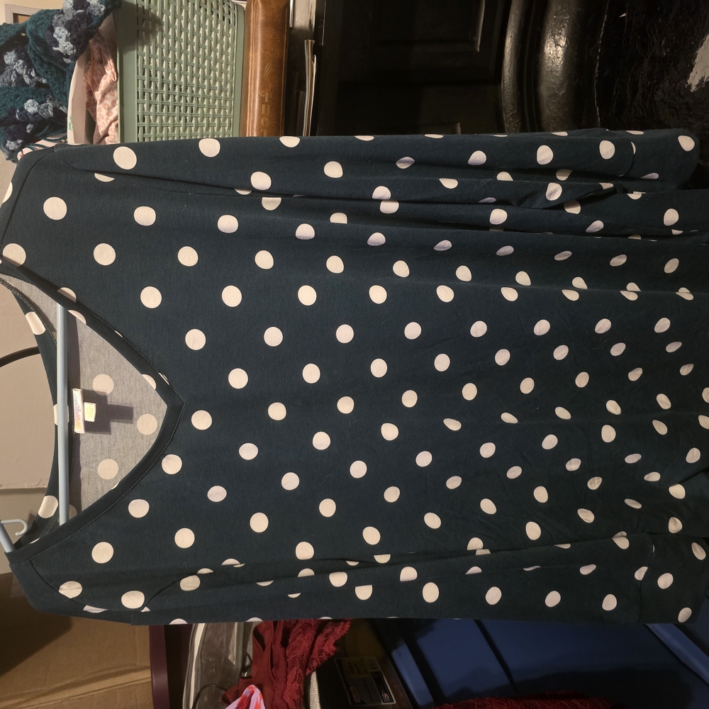 LuLaRoe Blue Polka Dot Sleeveless Blouse